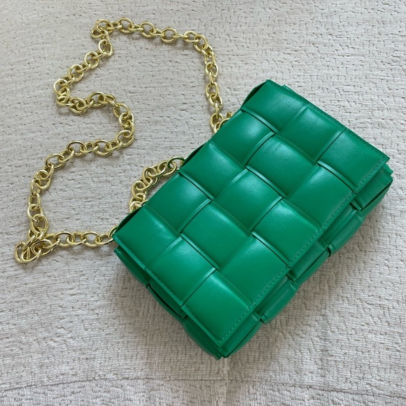 Handbags - Green Woven Chain Shoulder Bag